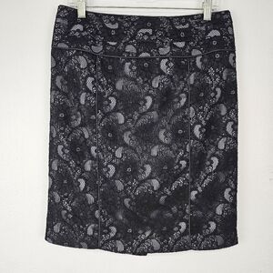 Relativity Skirt Straight Black Lace Overlay Faux Leather Trim Dark Romantic 6